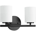 2 Light Textured Black Etched Glass Bath Vanity Light N87270