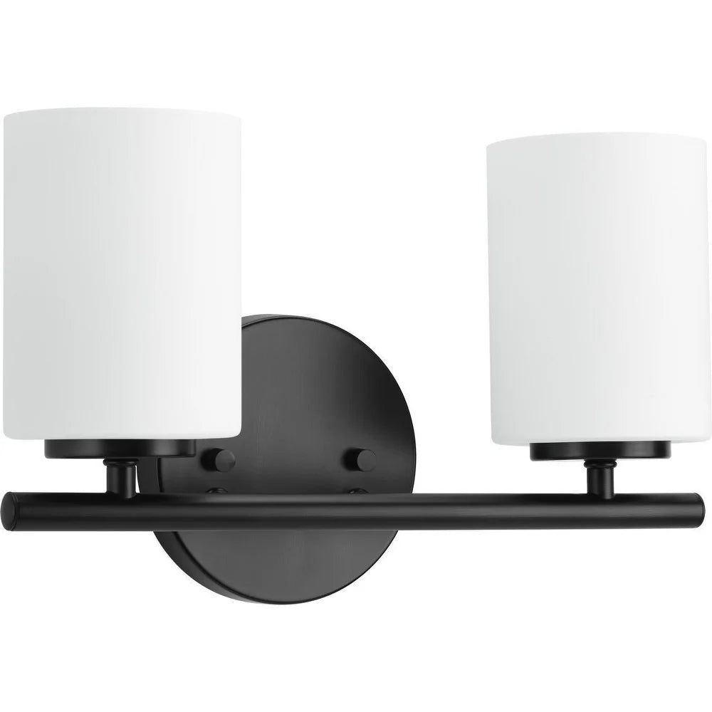2 Light Textured Black Etched Glass Bath Vanity Light N87270