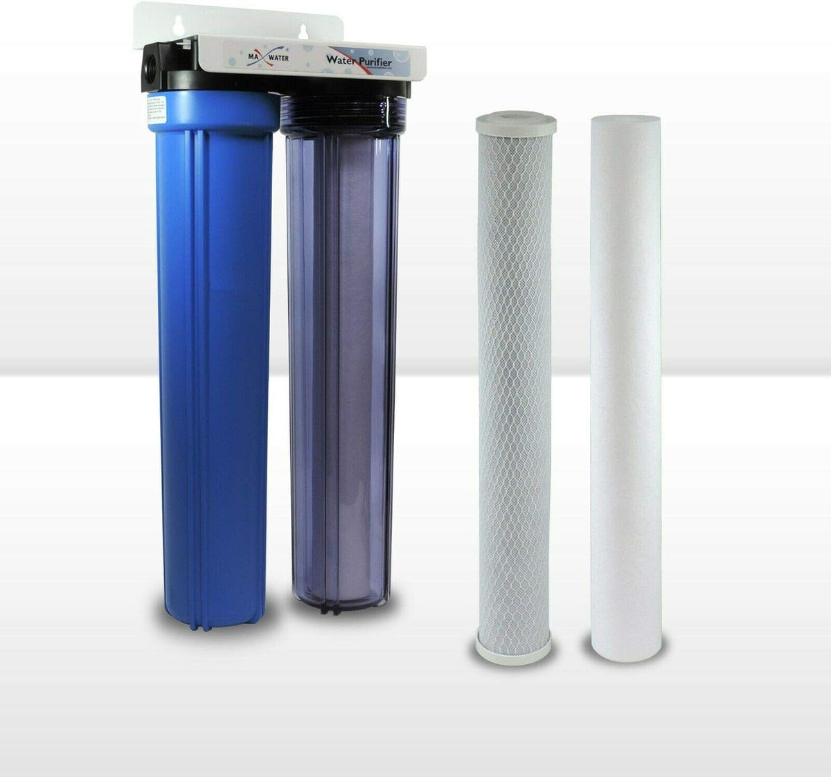 20 x 2.5 Slim Blue Whole House Water Filter System with Sediment Carbon CTO Filters V9518