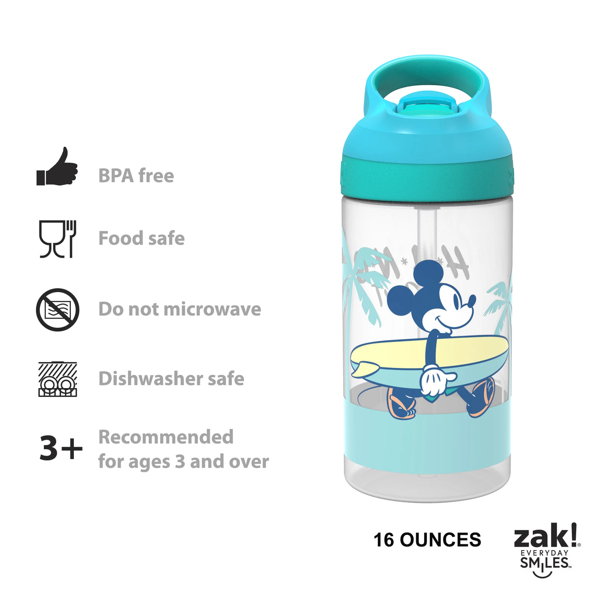 16 oz Kids Water Bottle with Flip Straw and Carry Handle E47184