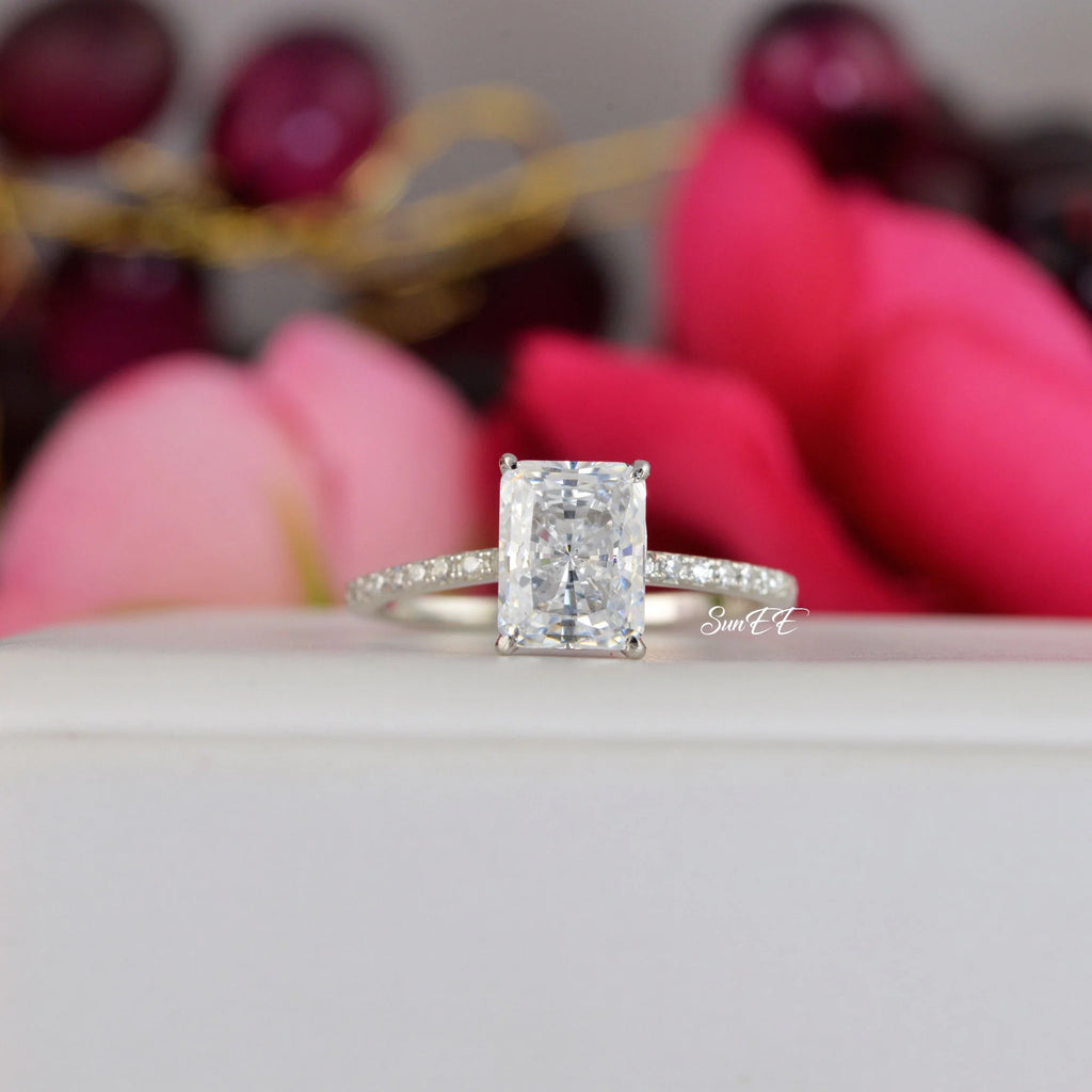 Radiant Cut Engagement Ring 925 Sterling Silver D477162