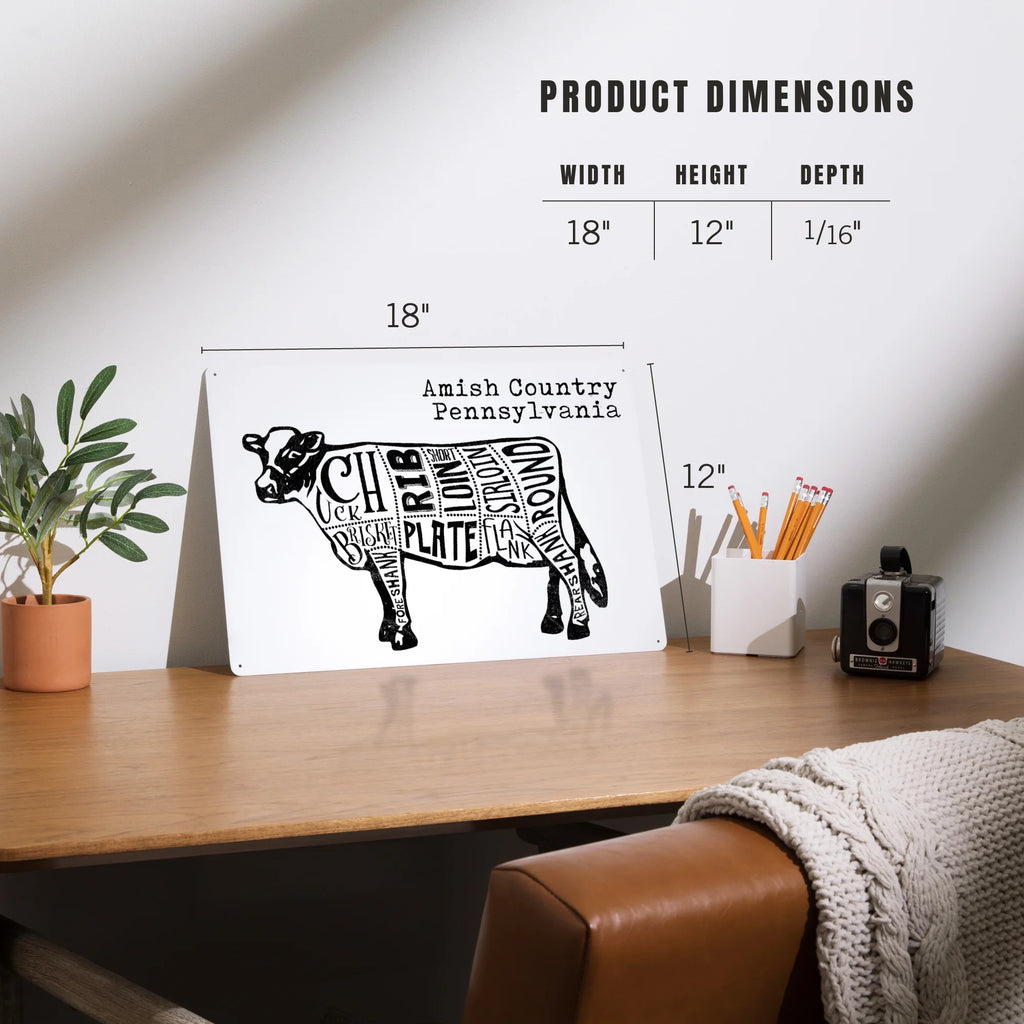 Black Cow on White Aluminum Art P256