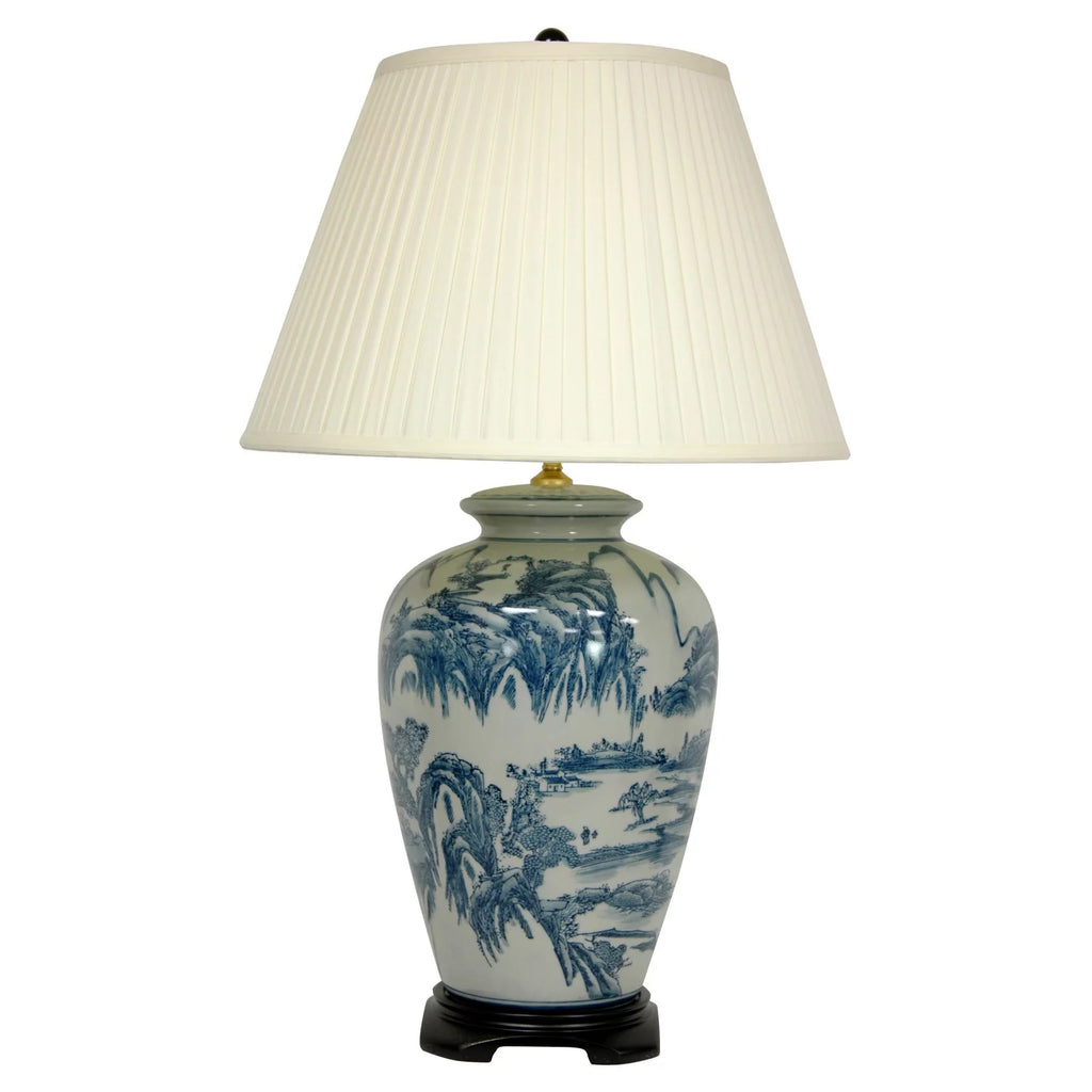 Blue and White Chinese Landscape Lamp D488