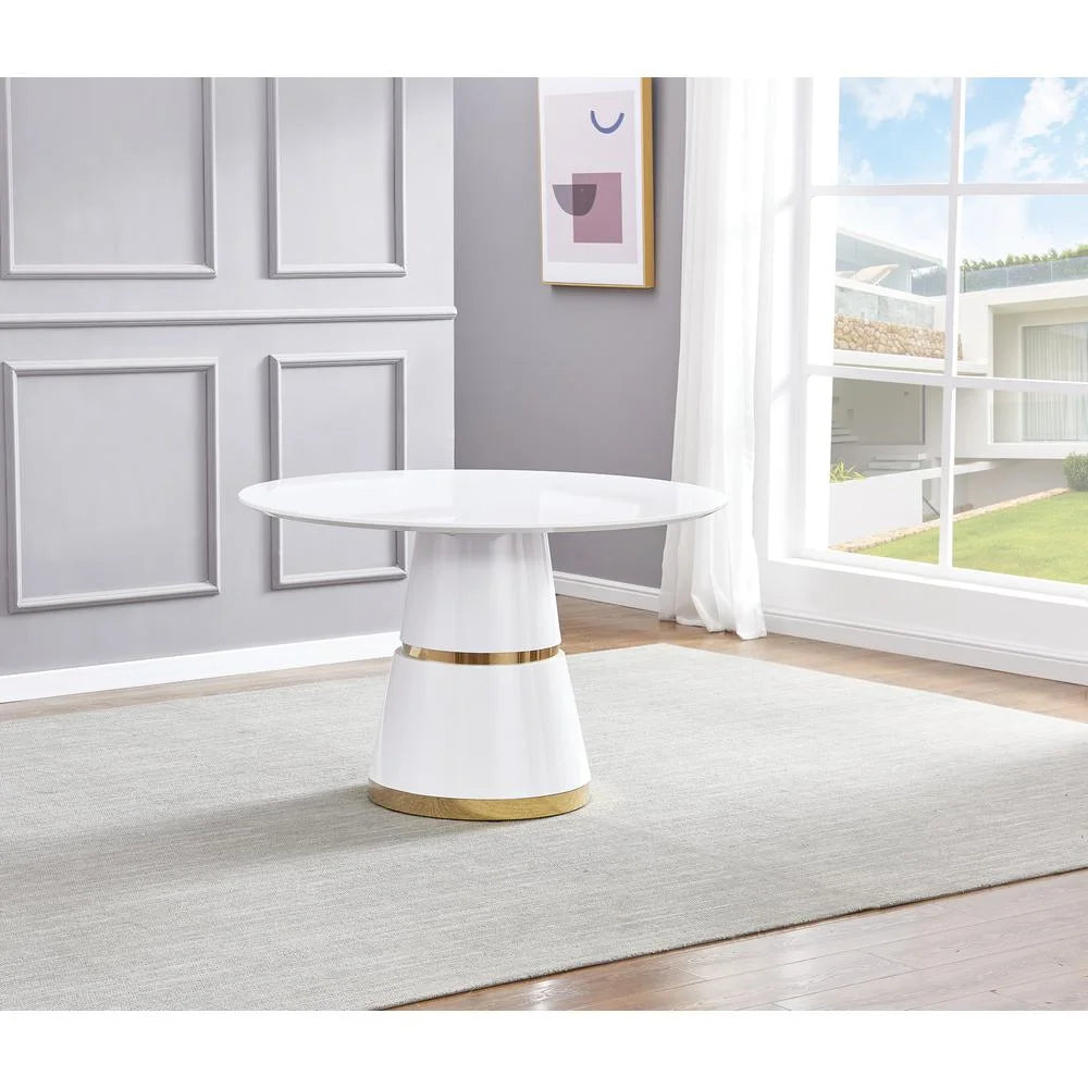White Gold Round Wood Dining Table D797
