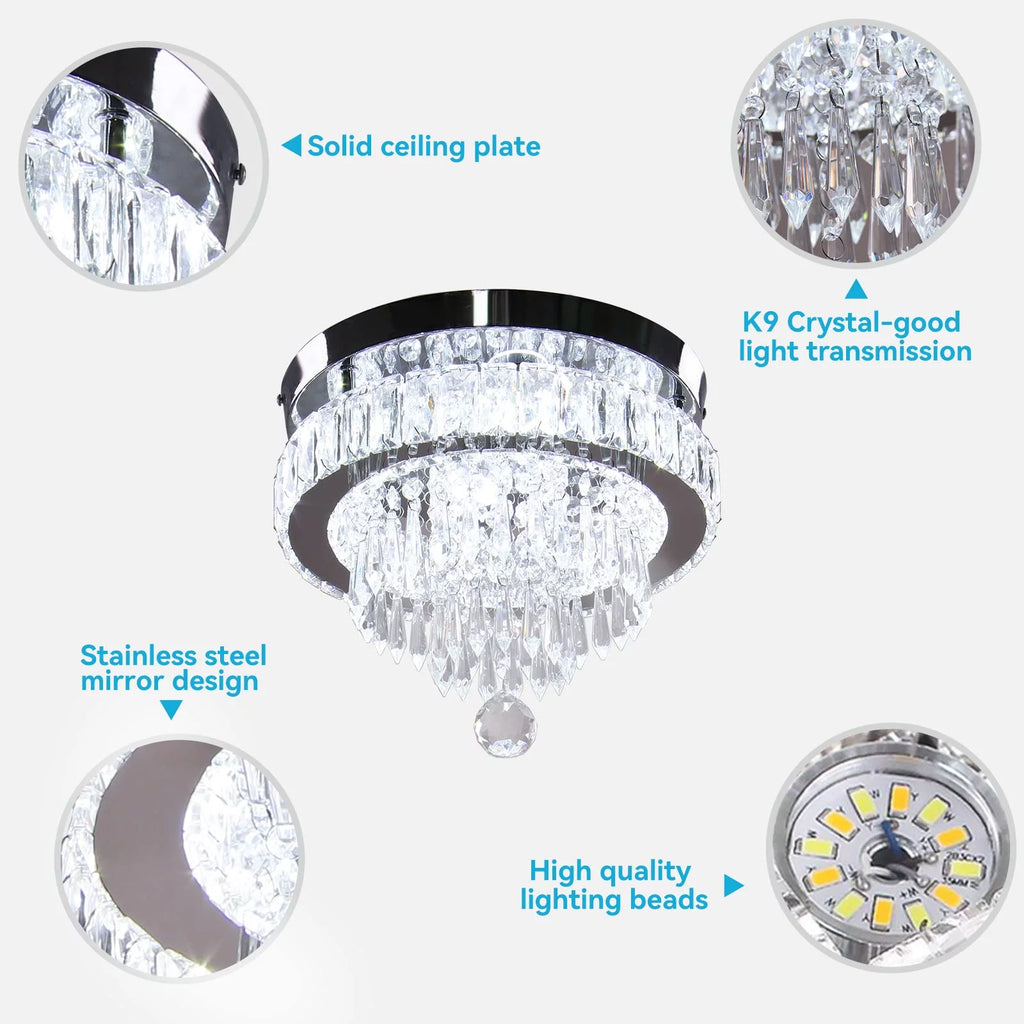 11.8" Crystal Flush Mount Ceiling Light T251100