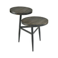 Round End/Side Table with 3-Legs Fir Wood Metal Arabica/Black Finish Z79991