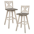 White Cross Back Bar Height Swivel Chair Set of 2 F20084