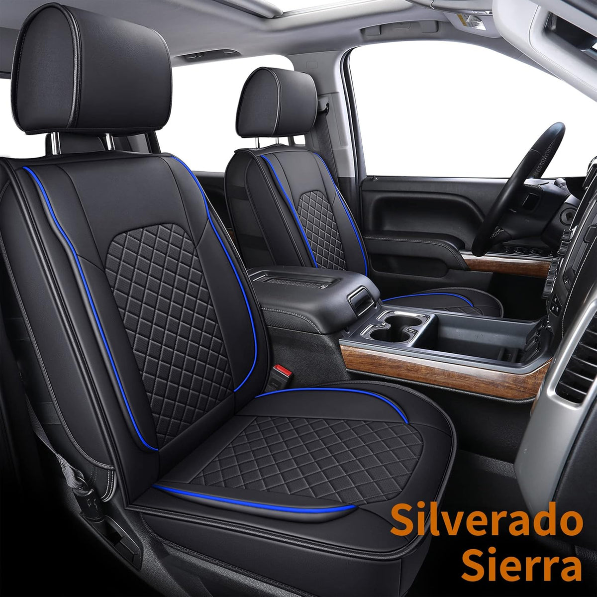Black Faux Leather Seat Covers Front Set 2pcs K64776