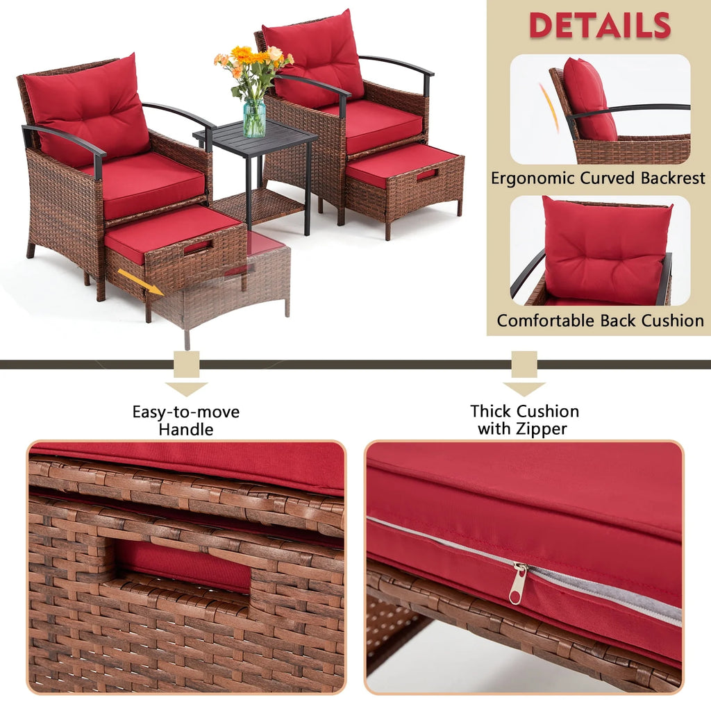 5 Pcs Outdoor Rattan Wicker Furniture Set L1879