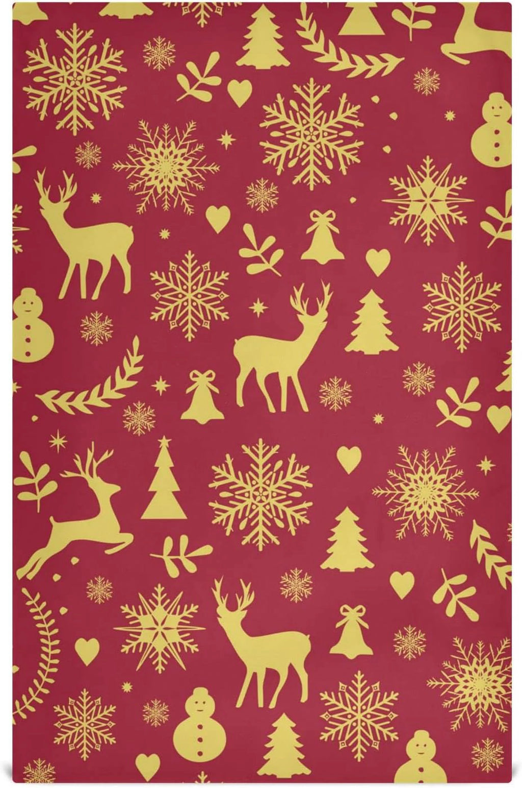 Reindeer Bells Snowflakes Kitchen Towels Set of 4 Dishcloths Ultra Absorbent 28'' x 18'' N772