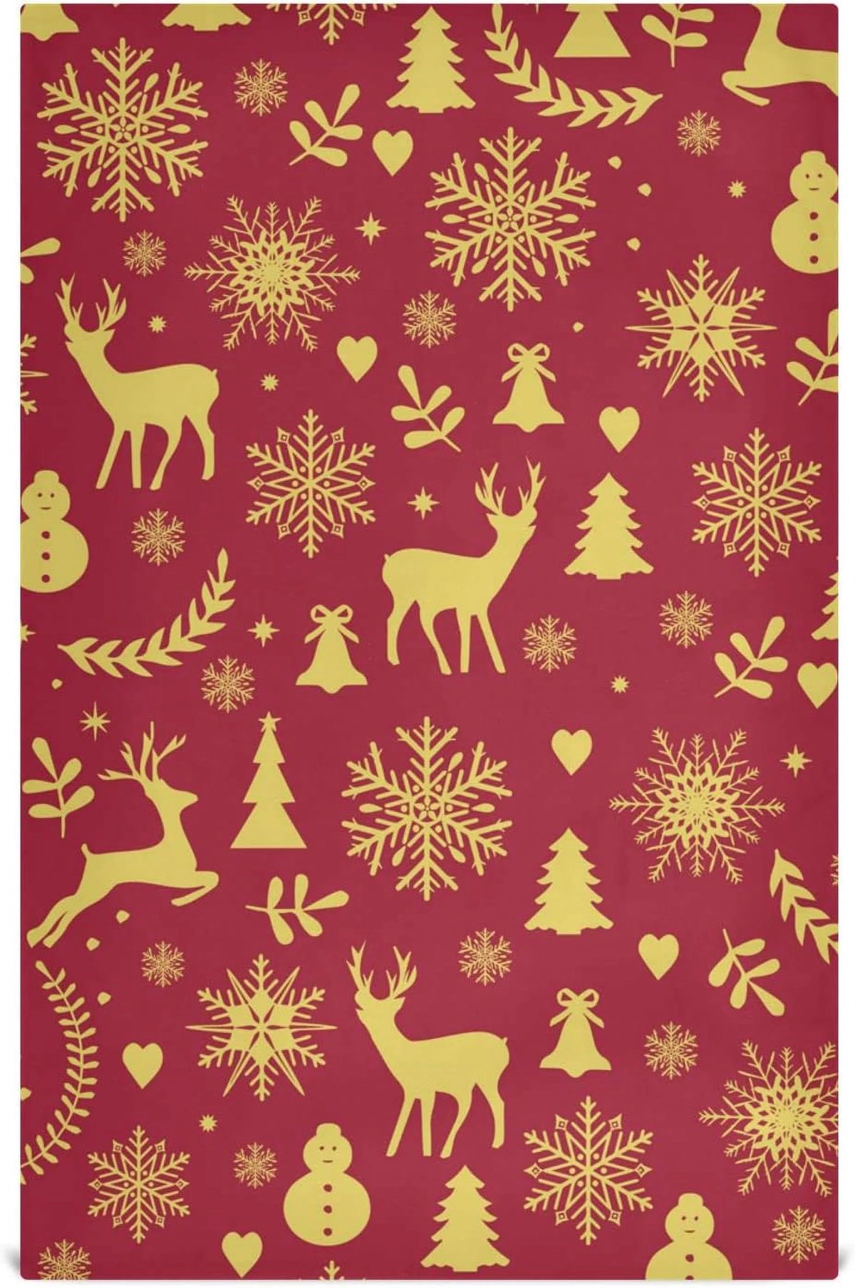 Reindeer Bells Snowflakes Kitchen Towels Set of 4 Dishcloths Ultra Absorbent 28'' x 18'' N772