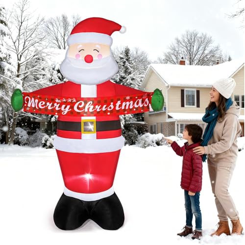 7FT Christmas Inflatable Santa Claus with Built-in LED Lights D3062