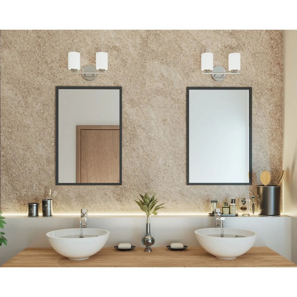 2 Light Textured Black Etched Glass Bath Vanity Light N87270