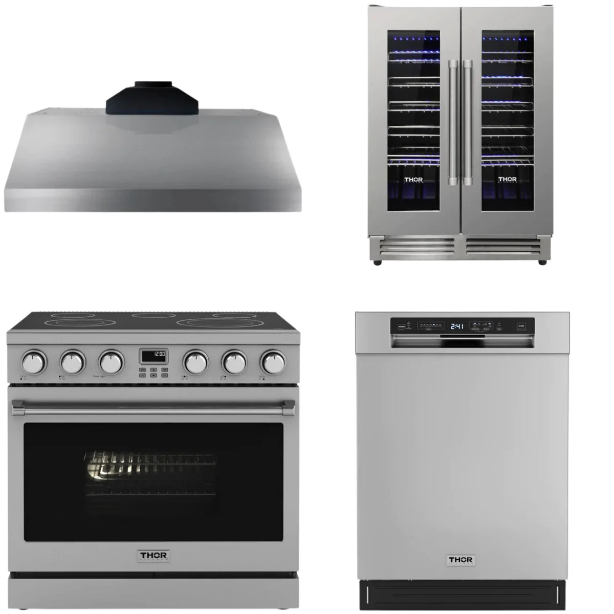 36 Electric Range, Range Hood, Dishwasher and Wine Cooler V3454