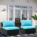 Blue 2-piece Wicker Sofa Conversation Set L7265