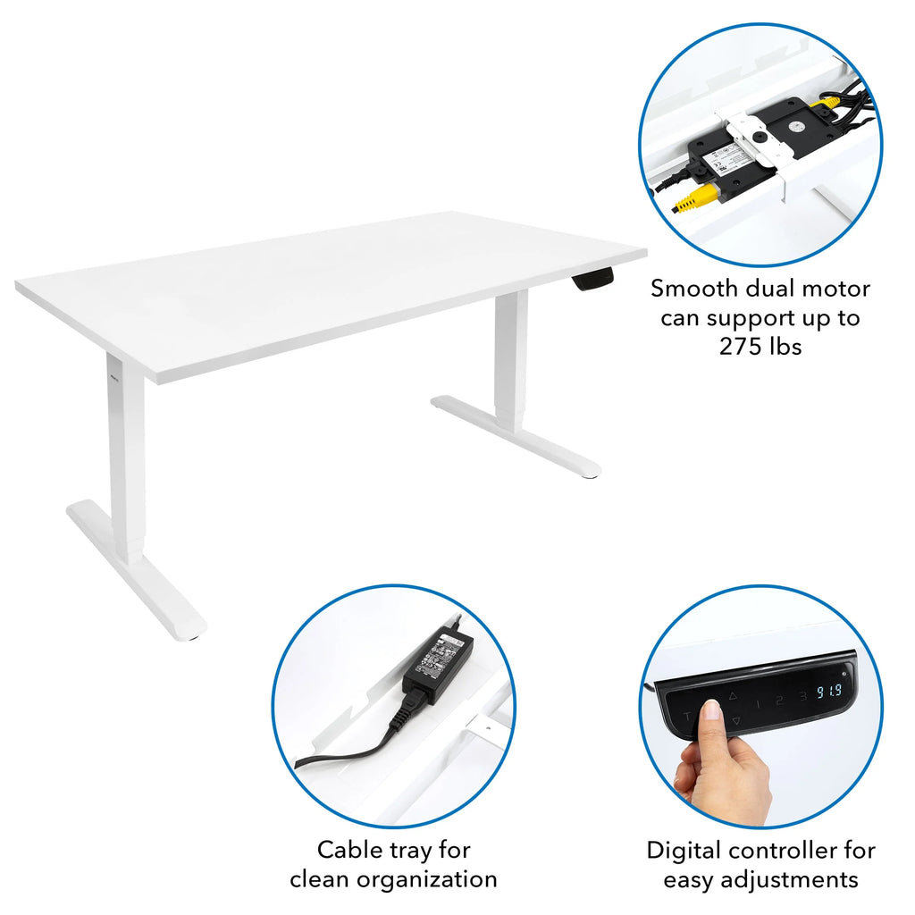 Electric Standing Desk Frame with 55" Desktop, White H31887