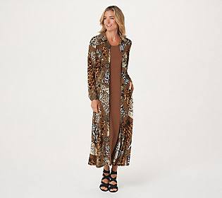 Women's Regular Duster & Maxidress Set, Size X-Small, Wild Cat/Brown O224517