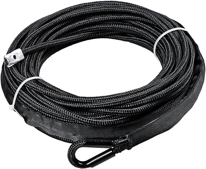 85ft x 3/8 inch Synthetic Winch Line Rope with Heat Rock Guard E982