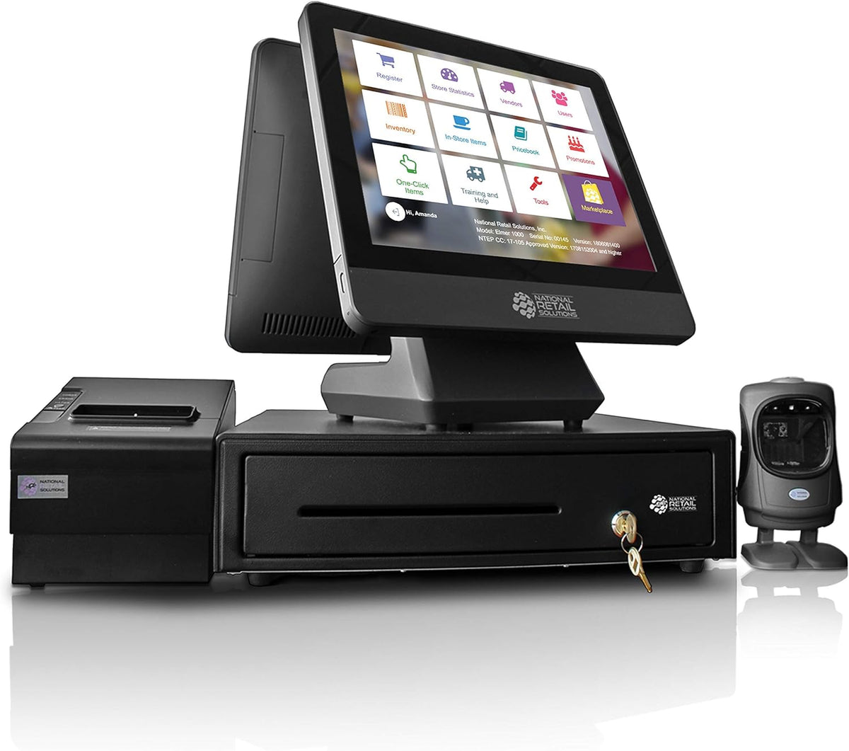 POS System Bundle with Touch Screen Monitor, Barcode Scanner, Cash Drawer and Receipt Printer H359360