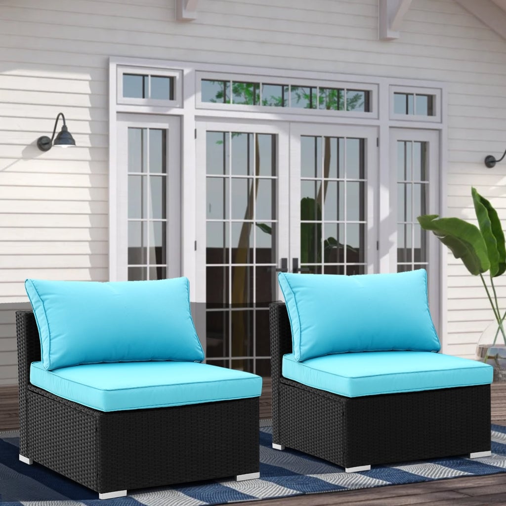 Blue 2-piece Wicker Sofa Conversation Set L7265