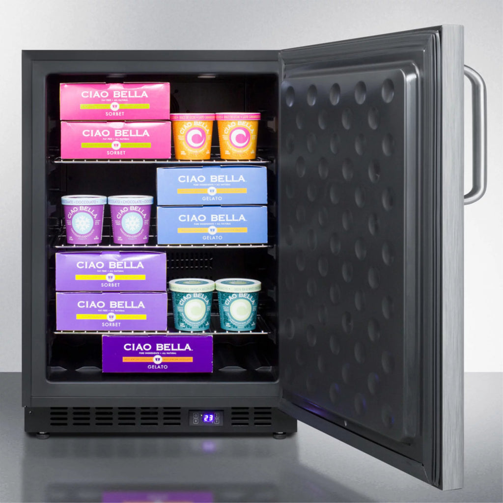 Black Stainless Steel Outdoor All-Freezer with Digital Thermostat and Lock Q748803