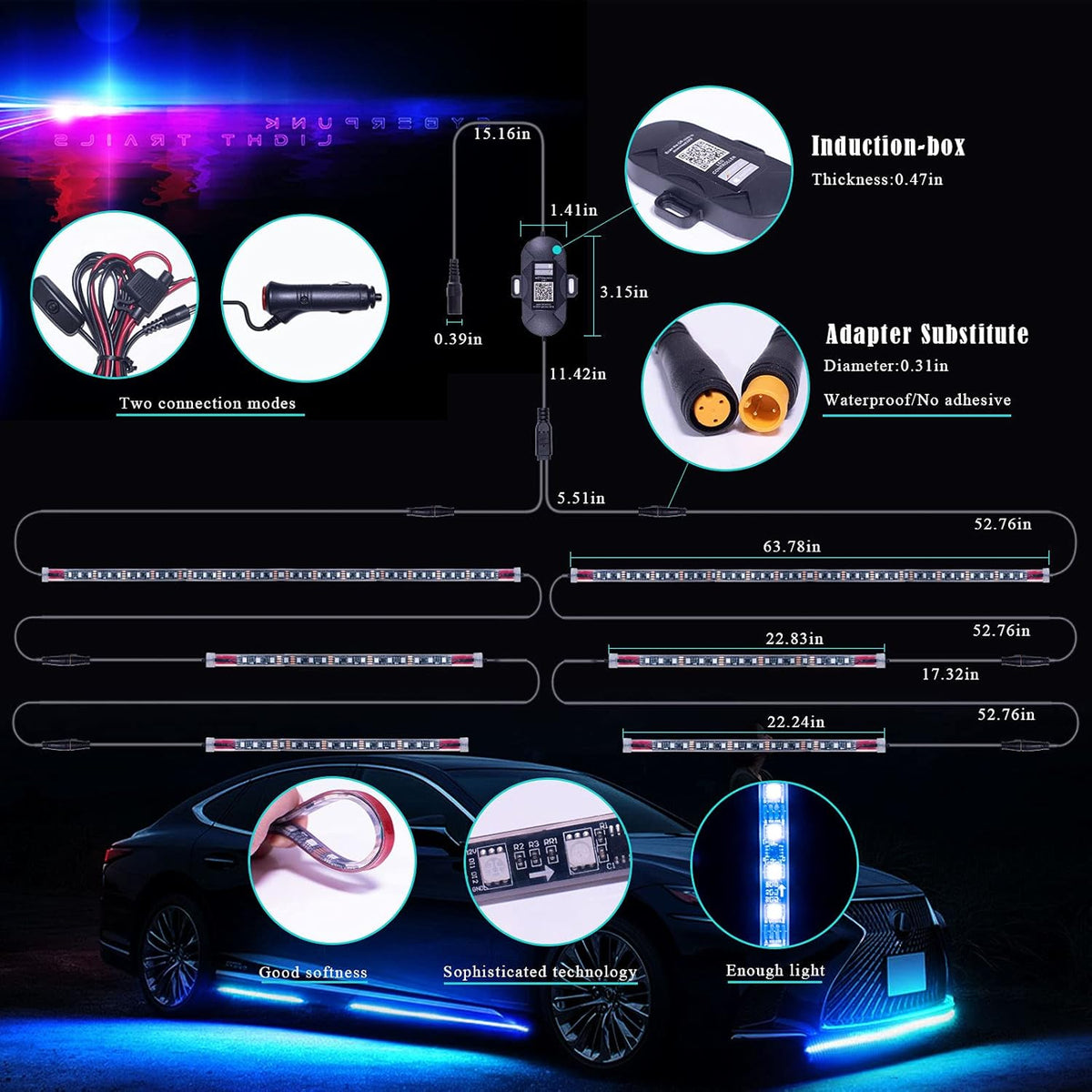 6 Pcs Exterior Car LED Lights Kit W3631
