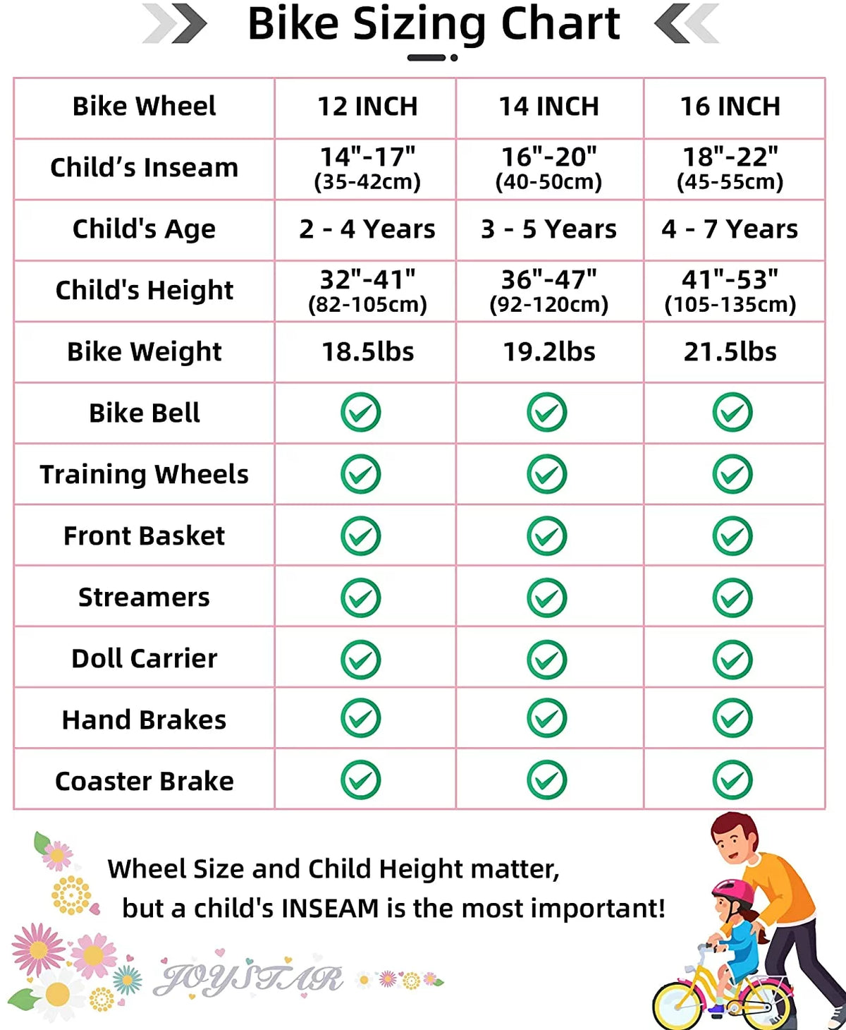 16 Inch Kids Bike with Training Wheels and Basket White F6806