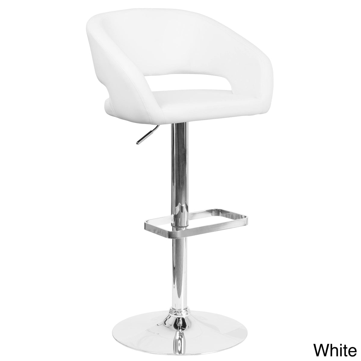 White Adjustable Height Bar Stool W7943