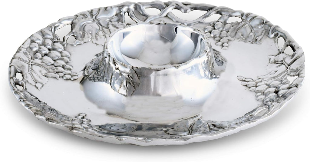 Metal Grape Chip and Dip Platter, 14 inch Diameter I961