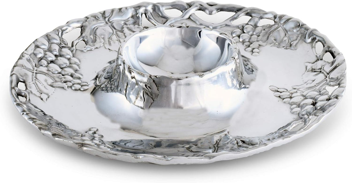Metal Grape Chip and Dip Platter, 14 inch Diameter I961