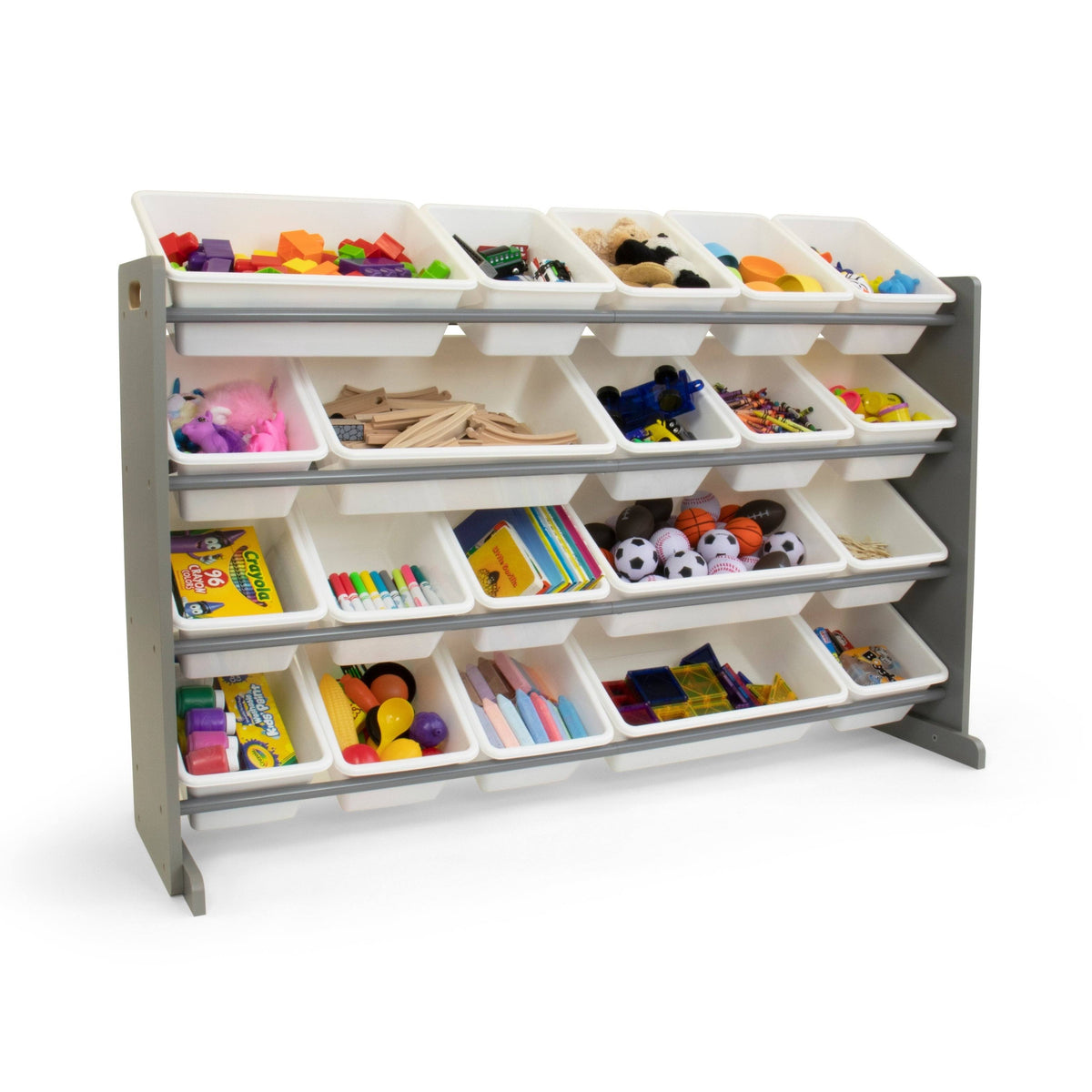 Grey and White Extra Large Storage Organizer with 20 Plastic Bins V503892