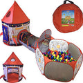 3pc Kids Play Tent Tunnel and Ball Pit with Basketball Hoop H46886