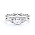 1.90 Carat Oval Cut Moissanite Engagement Ring in 10K Solid White Gold V75688