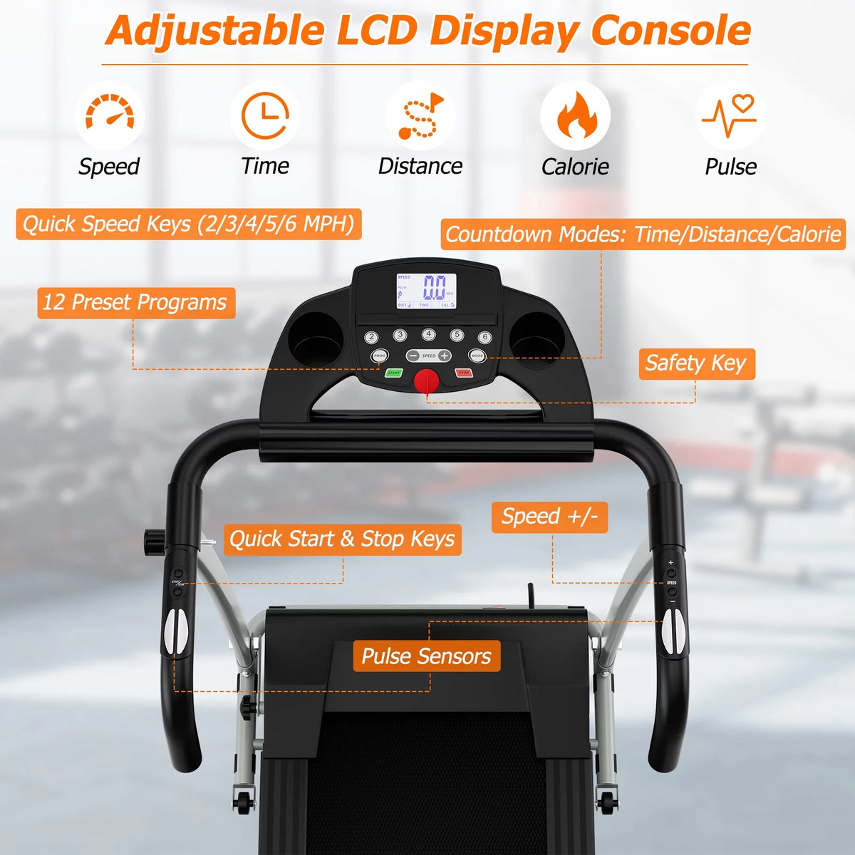 2 HP Folding Treadmill with LCD Display J95052
