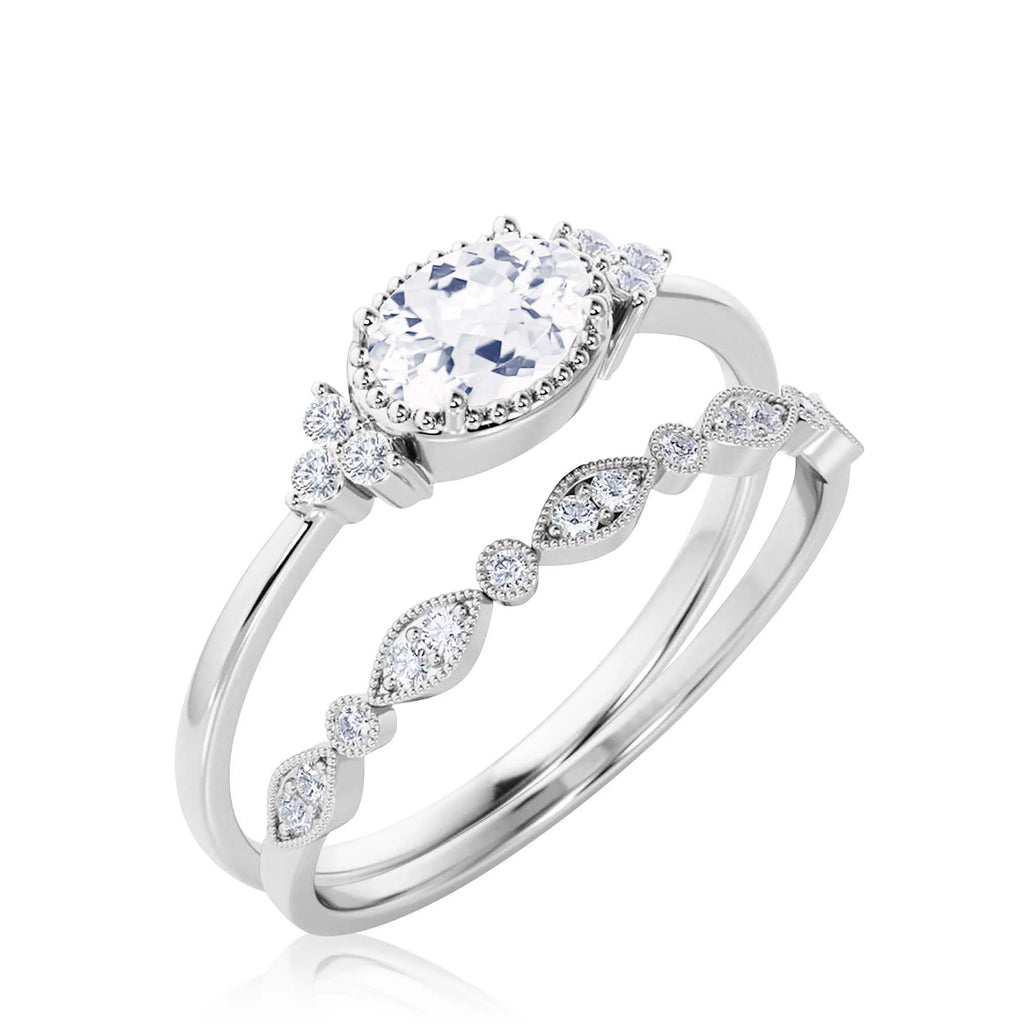 1.90 Carat Oval Cut Moissanite Engagement Ring in 10K Solid White Gold V75688