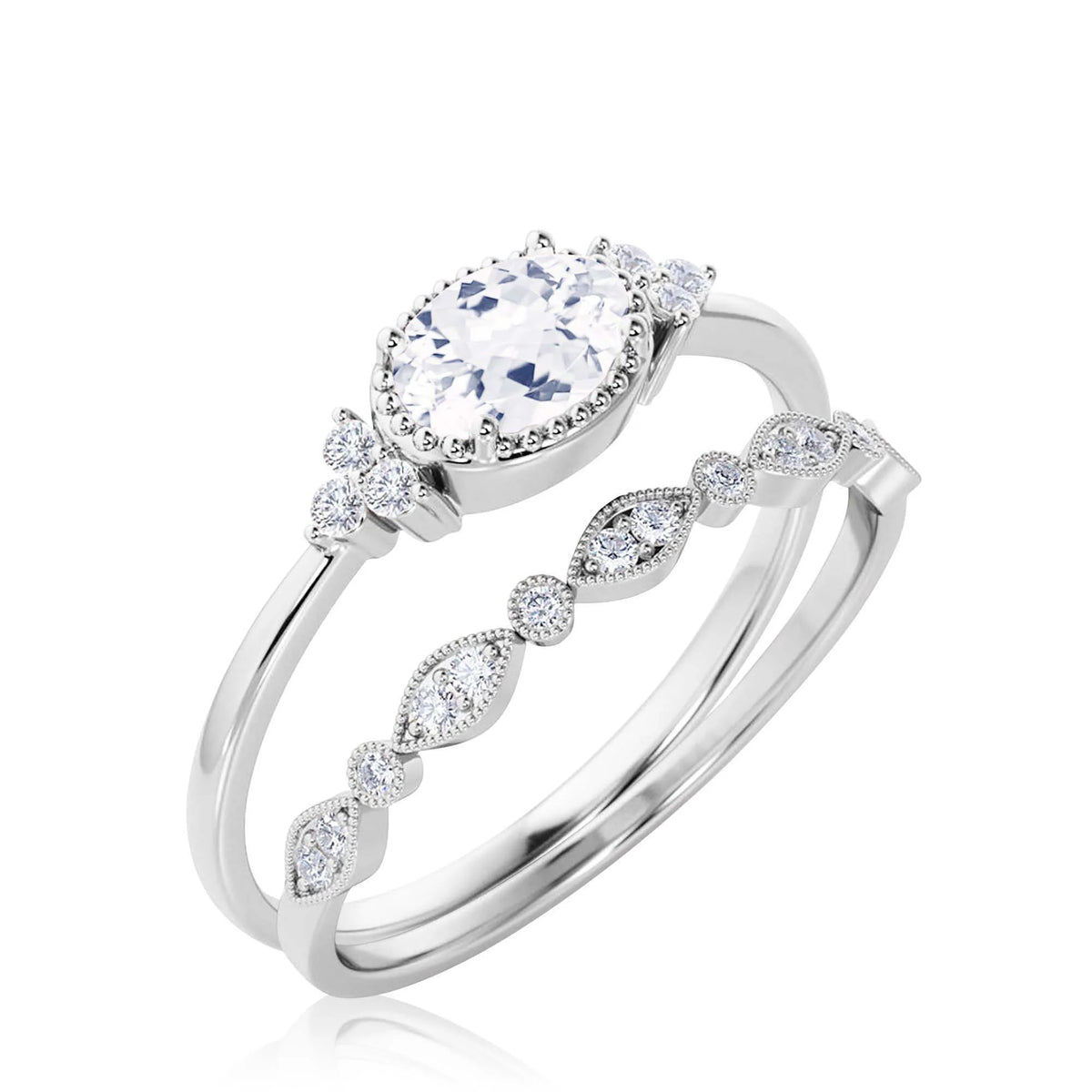 1.90 Carat Oval Cut Moissanite Engagement Ring in 10K Solid White Gold V75688