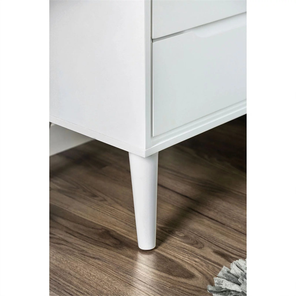 White Solid Wood King Bedroom Set with Nightstand E87084
