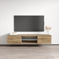 Floating TV Stand up to 70" High Gloss Wall Mounted Media Console with Storage Cabinets and LED Lights C59489