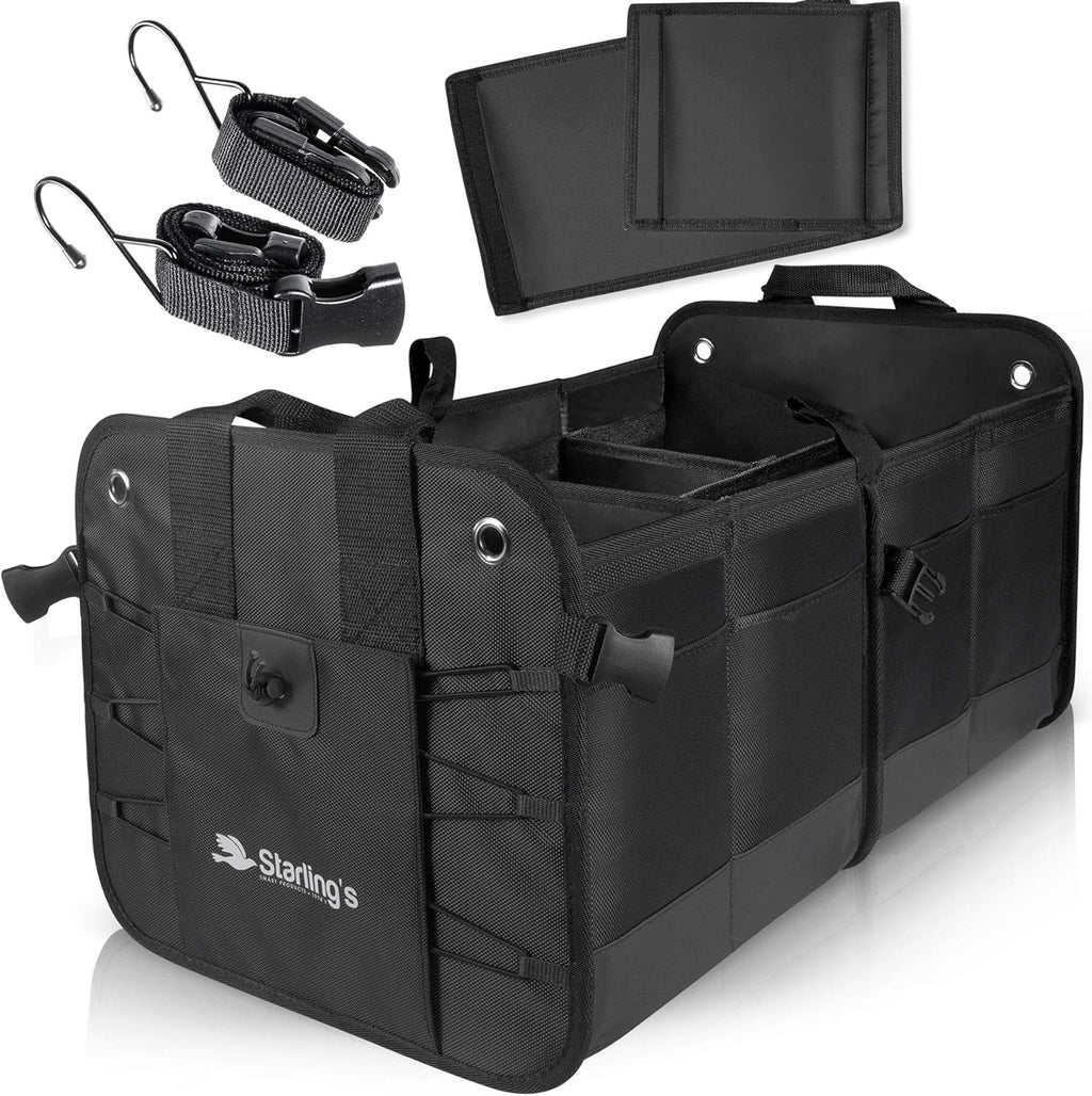 Car Trunk Organizer Storage SUV Cargo Organizer Adjustable Black 3 Compartments H7952