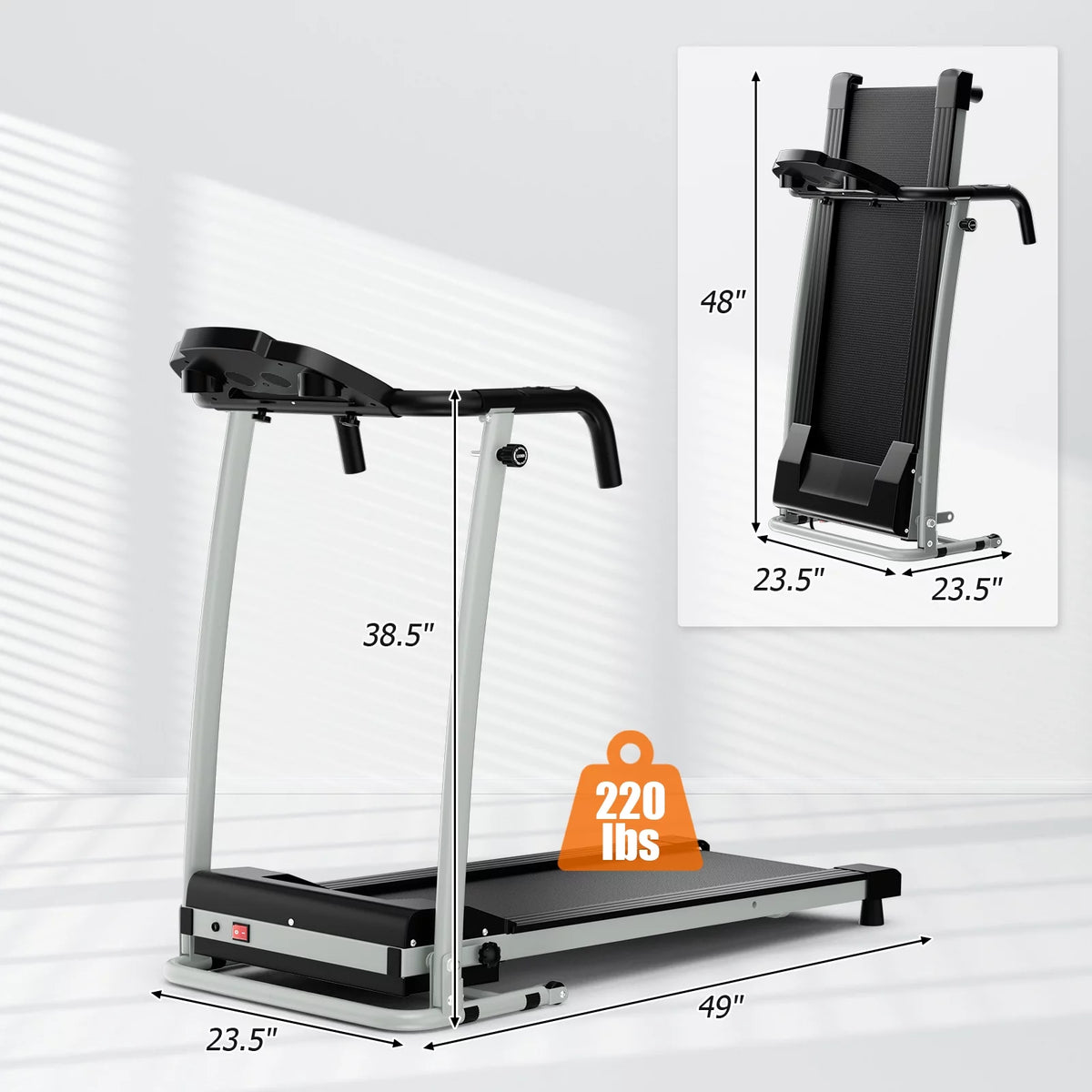 2 HP Folding Treadmill with LCD Display J95052