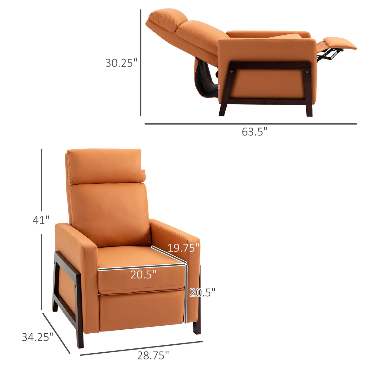 Orange Manual Recliner Chair with Footrest V31096