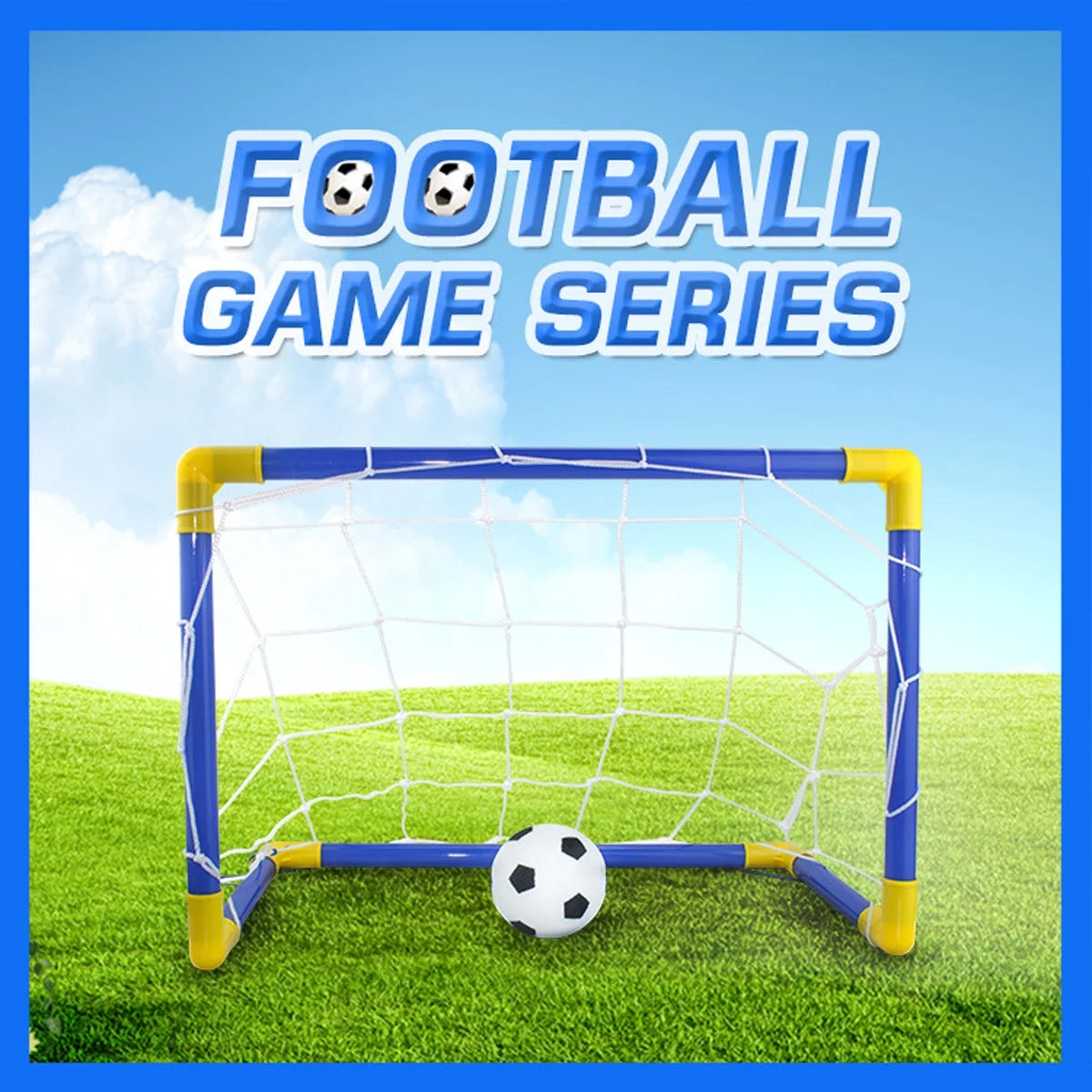 Folding Mini Soccer Goal Post Net Set with Pump Plastic W762