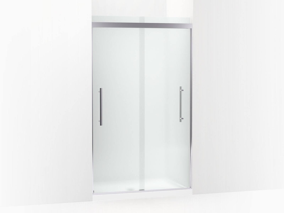 Frameless Sliding Shower Door with Crystal Clear Glass and Bright Polished Silver Frame B728