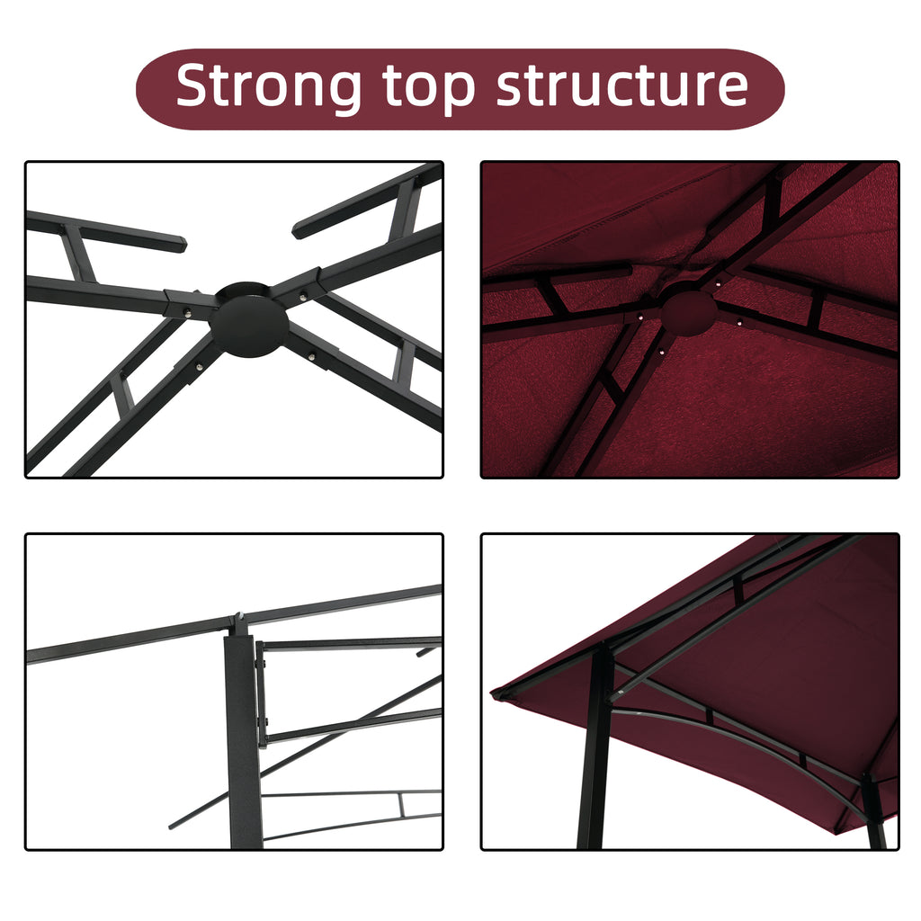 Burgundy Steel Frame Outdoor Grill Gazebo with Canopy Y670031