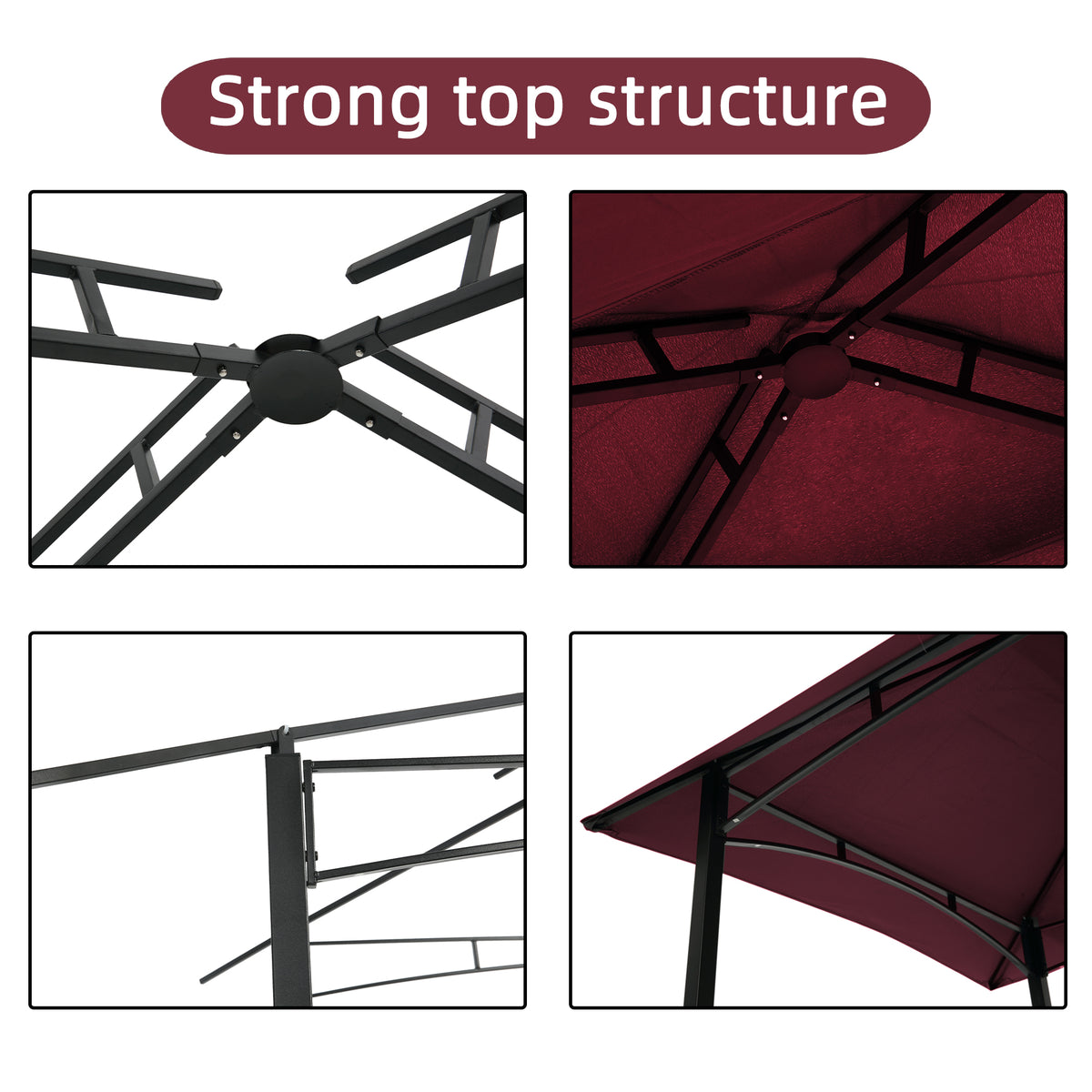Burgundy Steel Frame Outdoor Grill Gazebo with Canopy Y670031