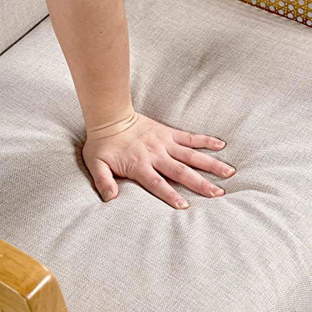 Ivory Boucle Fabric Accent Chair with Wood Armrest and Legs 2 pcs J56071