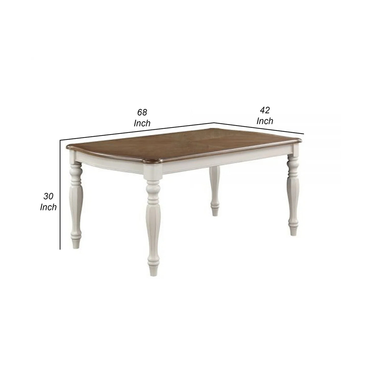 68 Inch Rustic Brown Rubberwood Dining Table R89782