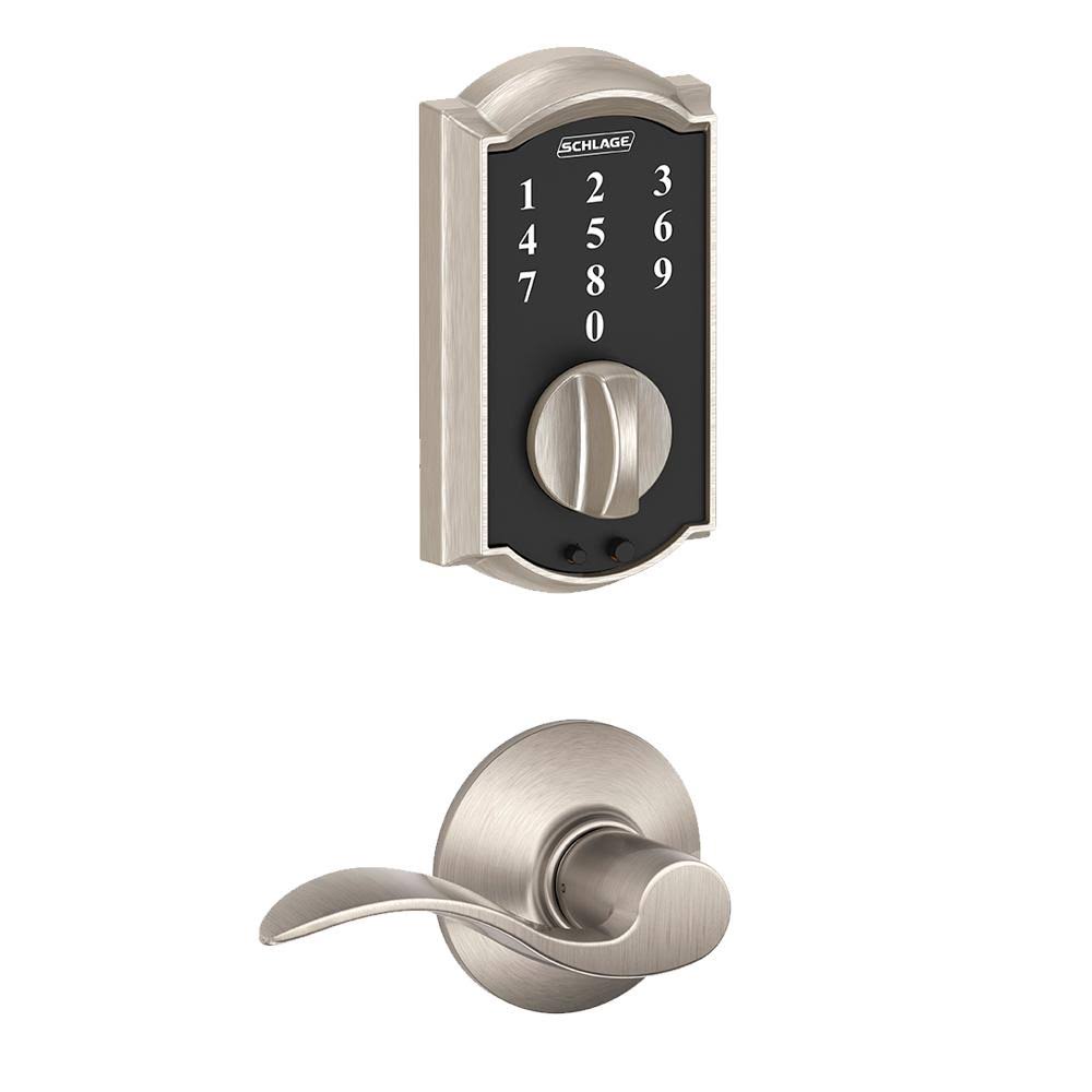 Satin Nickel Touch Electronic Door Lock Deadbolt and Accent Lever K36553