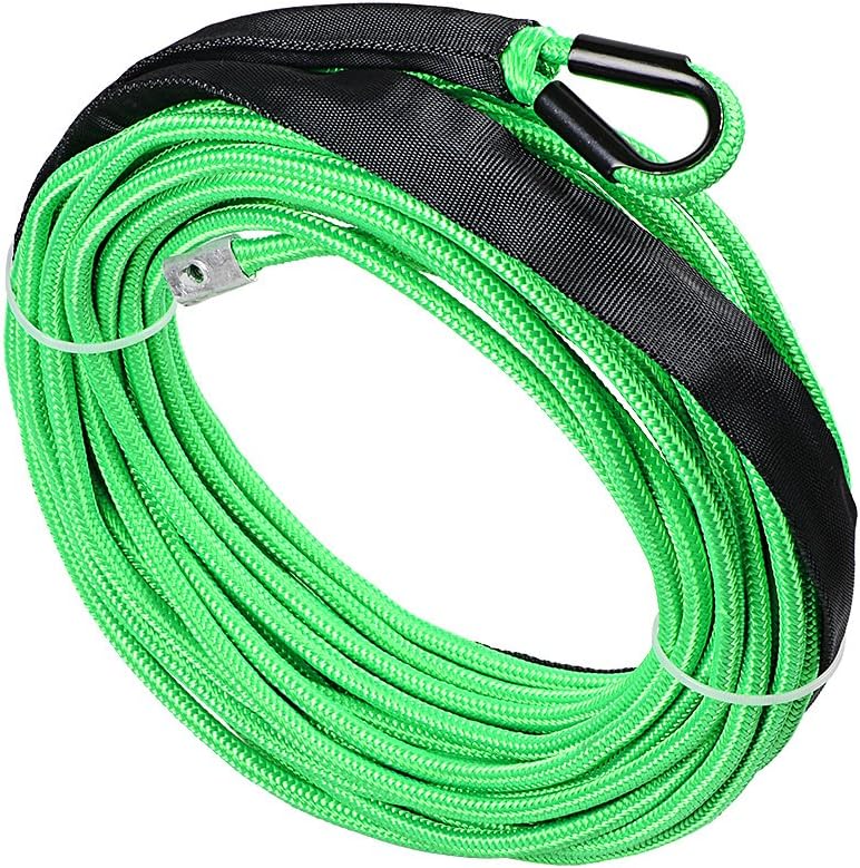 85ft x 3/8 inch Synthetic Winch Line Rope with Heat Rock Guard E982