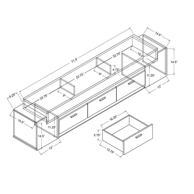 84-Inch Wood TV Stand in Cappuccino Z9180